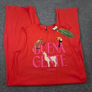 Farm Rio Buena Gente Red Organic Cotton Graphic Sleeveless Jumpsuit Size M